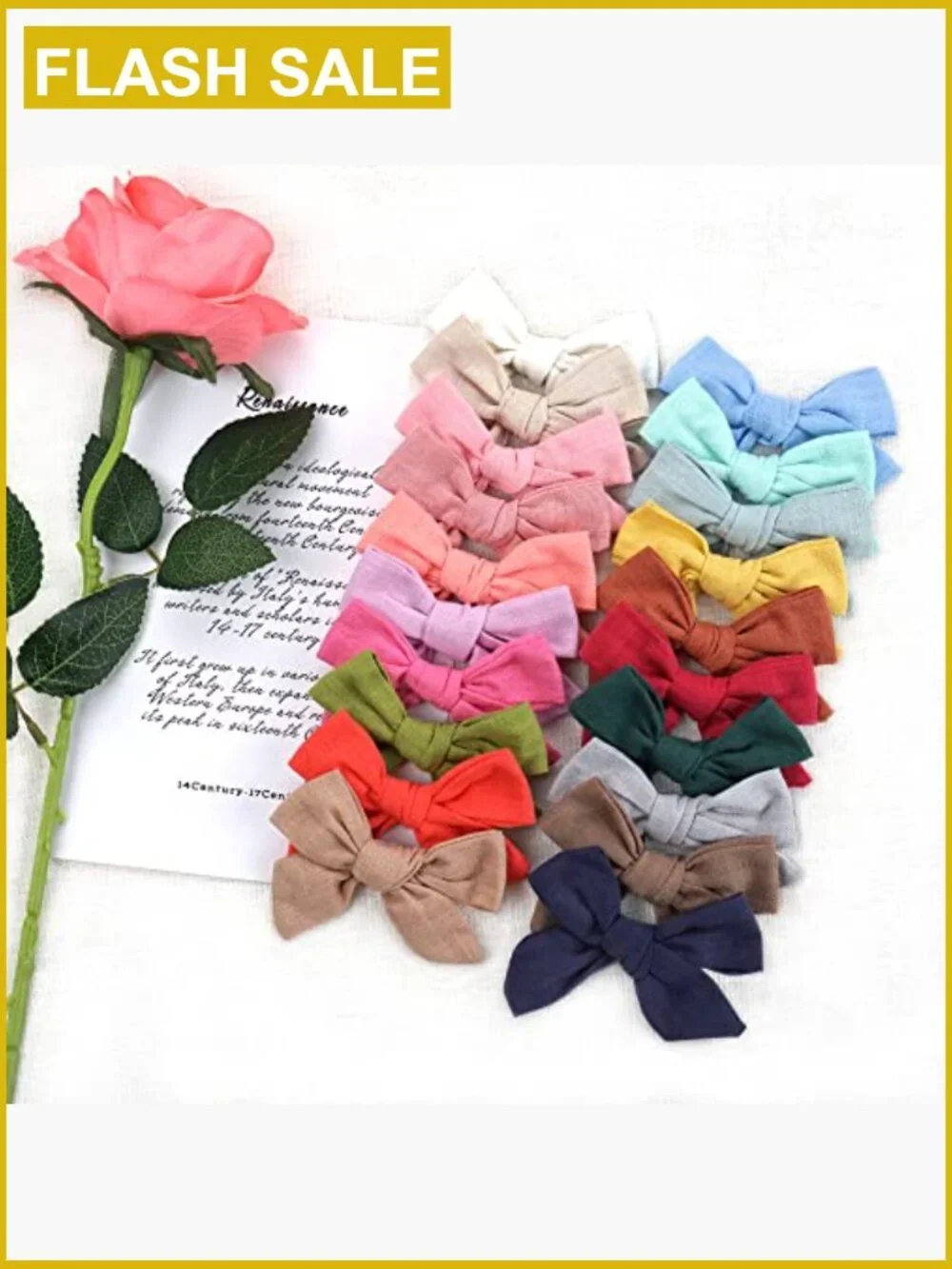 40 Piece Hair Bows Set Linen Fabric Alligator Clips for Toddlers